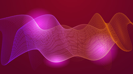 Shiny neon lights, dark abstract background with blurred magic neon light curved lines. Futuristic technological modern colorful design background