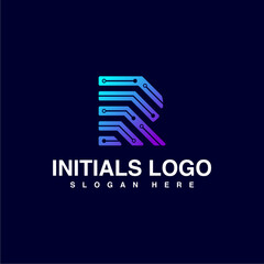 technology logo initials R