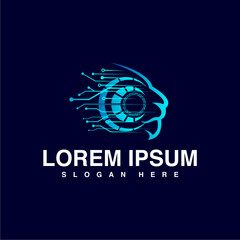 Fototapeta premium tiger face technology logo