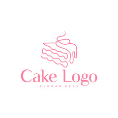 unique cake slice outline logo