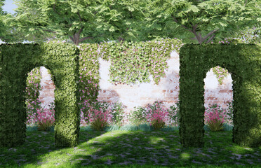 Enchanted garden scene background