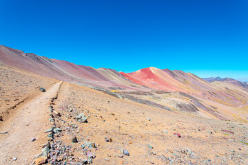 amazing landscape of vinicunca mountain and valley, peru