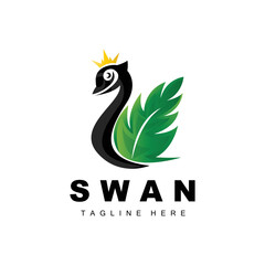 Swan Logo Design, Duck Animal Illustration, Company Brand Template Vector