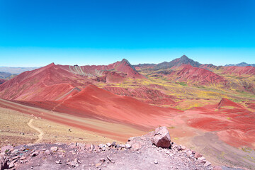 amazing landscape of vinicunca mountain and valley, peru