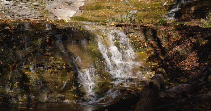 Autumn video of a scenic waterfall located in Lansing NY, Emilie Jonas Nature Falls Trail, near Ithaca, New York.	
