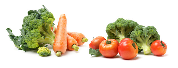 fresh tomato,carrot, broccoli vegetable on white background