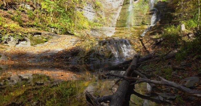 Autumn video of a scenic waterfall located in Lansing NY, Emilie Jonas Nature Falls Trail, near Ithaca, New York.	