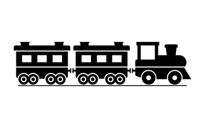 Train and locomotive silhouette vector illustration. Suitable for design element of railway and public transportation. © nendrawahyu