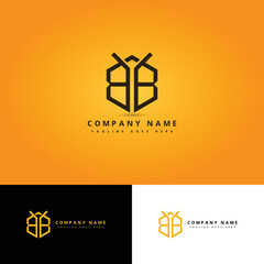 Bee With Hive Logo Design. Bee Logo Template. Modern Design. Flat Logo. Vector Illustration