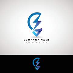 Electric shield logo, Shield Icon and lightning bolt isolated on grey Background. Style Logo Design Template, vector illustration