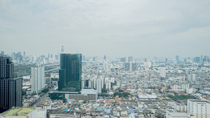 Fototapeta na wymiar View of the center of Bangkok Thailand high angle see the city in a wide area