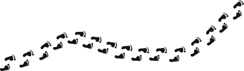 Step footprints paths. footstep prints and shoe steps . shoe tread footprints vector illustration isolated on white background.