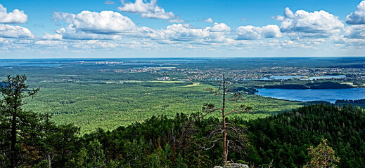 beautiful view of the wooded Ural mountains