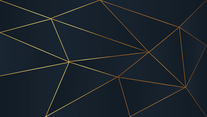 Polygonal dark blue luxury with gold line.