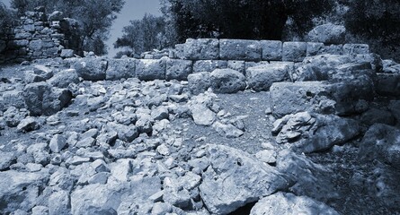 Ruins of the antcient greek city, Kedrai, Sedir island,Gulf of Gokova, Aegean Sea, Turkey