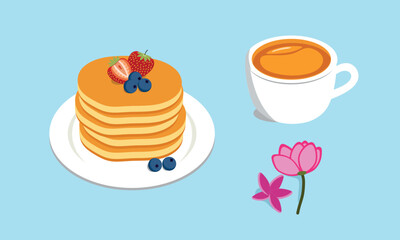 Pancake and coffee for breakfast at home