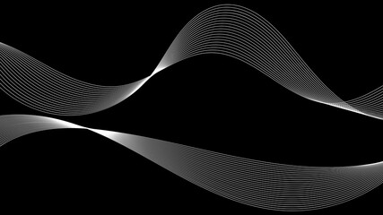 Abstract set of wave lines elements on black background.