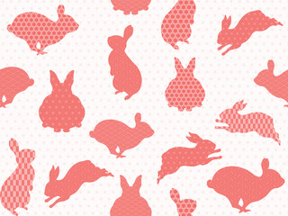 ウサギのシルエットと和柄