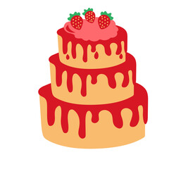 birthday cake with topping illustration