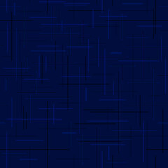 dark blue repetitive background with chaotic crisscrossing lines. vector seamless pattern. geometric fabric swatch. wrapping paper. continuous print. design template for apparel, textile, home decor