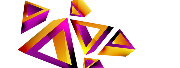3d triangle abstract background. Basic shape technology or business concept composition. Trendy techno business template for wallpaper, banner, background or landing