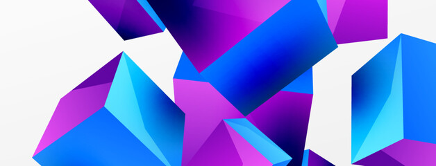 Obraz premium 3d vector abstract background. Flying cubes composition. Trendy techno business template for wallpaper, banner, background or landing