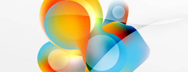 Fototapeta premium Fluid abstract background. Liquid color gradients composition. Round shapes and circle flowing design for wallpaper, banner, background or landing