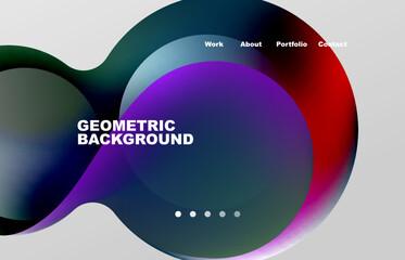 Landing page abstract liquid background. Flowing shapes, round design and circle. Web page for website or mobile app wallpaper