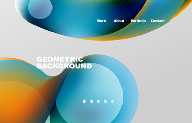 Landing page abstract liquid background. Flowing shapes, round design and circle. Web page for website or mobile app wallpaper