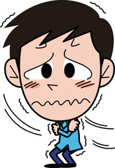 寒くて震えている男性