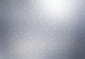 Glowing grey triangle grid abstract geometric background. Shiny irregular plexus pattern.