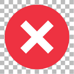 Obraz premium red cross mark flat button isolated on transparent background. vector illustration