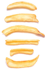 French fries potatoes isolated on white background