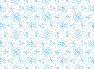 Decorative ethnic floral seamless blue pattern background