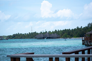 A picture taken 5 October 2022 of some beautiful sights from Maldives. Blue ocean and beautiful blue sky can also be seen