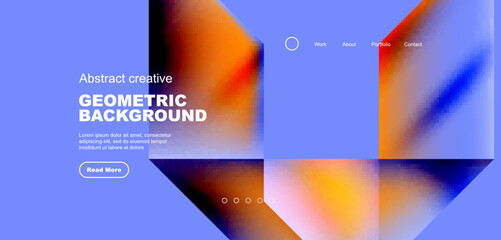 Triangles with fluid gradients, abstract landing page background. Minimal shapes composition for wallpaper, banner, background, leaflet, catalog, cover, flyer