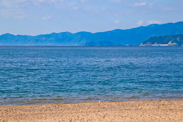 Fototapeta na wymiar Kehi no Matsubara beach in Tsuruga city, Fukui prefecture, Hokuriku, Japan.