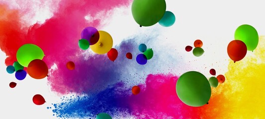 balloons abstract with watercolors background