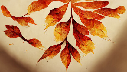 Abstracts of Autumn Leaves Drawn by Digital Painting