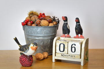 November 6 calendar date autumn composition