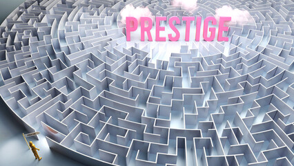 Prestige and a difficult path, confusion and frustration in seeking it, hard journey that leads to Prestige,3d illustration
