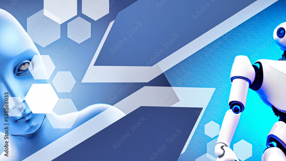 Aufkleber technology background and concepts artificial intelligence robot ai hands modern industrial robotics