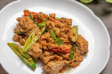 Stir Fried Tuna with Chili Paste, Spicy Thai Food