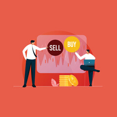 Investment Analyst Holding Buy or Sell Board, Trading on Stock Market, Financial Investment and Walth Management