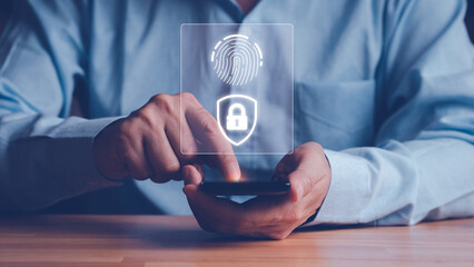Person login security password to access the mobile system, personal privacy internet online...