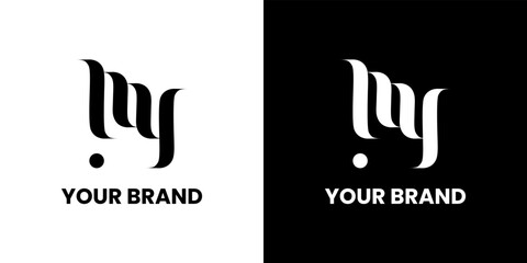 Fototapeta premium NY Logo design minimalist brand identity Family teamwork coworkers emblem sign symbol logotype.