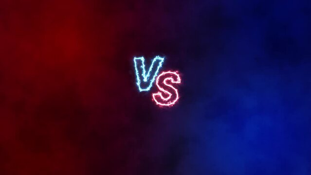 Versus screen. Fire VS frames light red and blue background. Neon banner Announcement of two fighters. Concept For Battle, Confrontation Or Fight.
