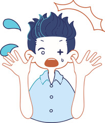 びっくり驚いている人物のベクターイラストレーション