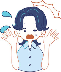 びっくり驚いている人物のベクターイラストレーション