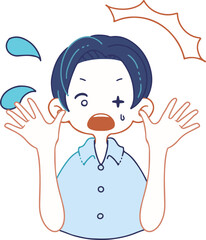 びっくり驚いている人物のベクターイラストレーション